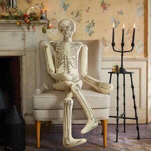 John Derian 2024 Long Lost Friend 63" Tall Halloween Skeleton Figure Pillow